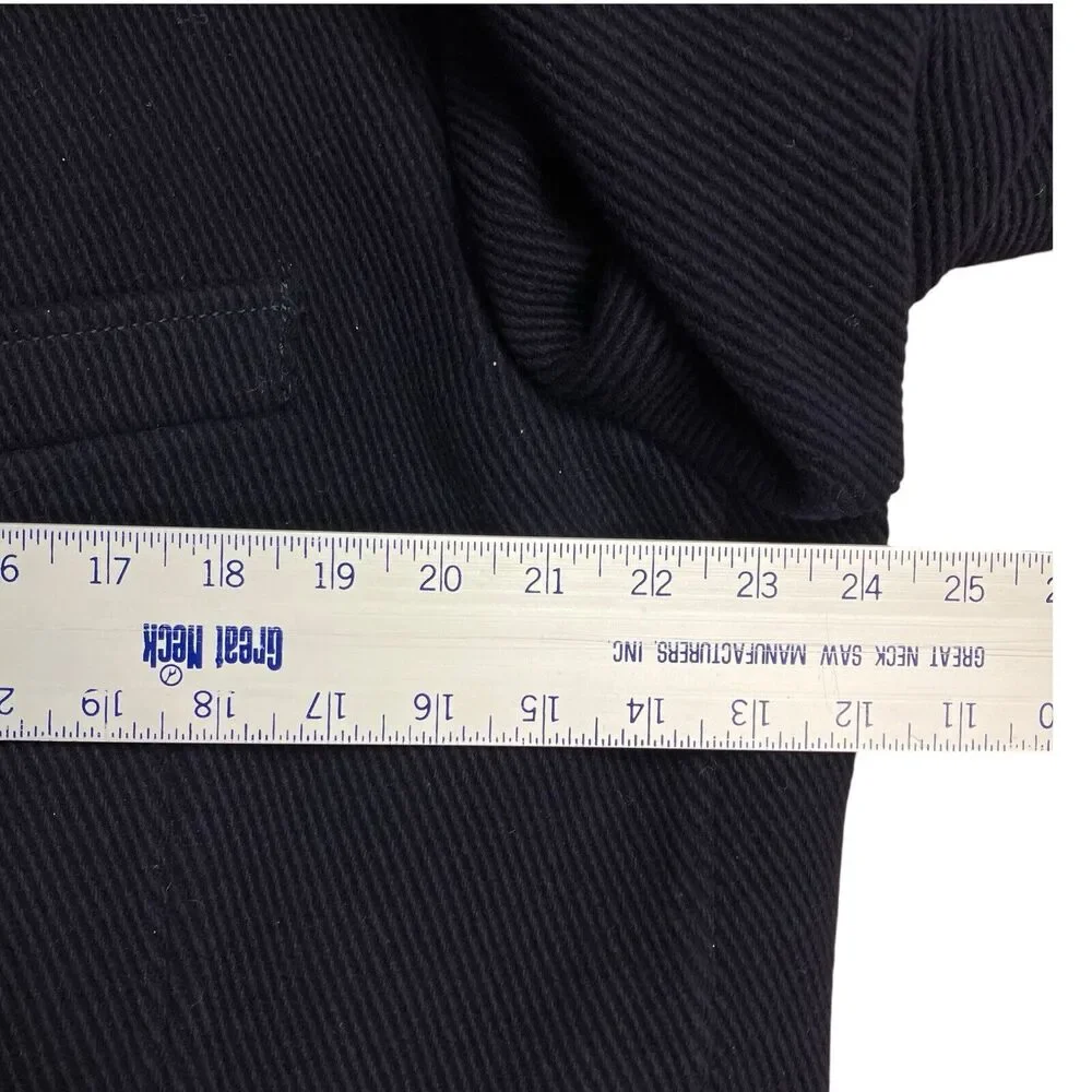 J Crew Coat Mens XXL Long Navy Wool Ludlow Topcoat‎ Heavyweight Peak Lapel BS472